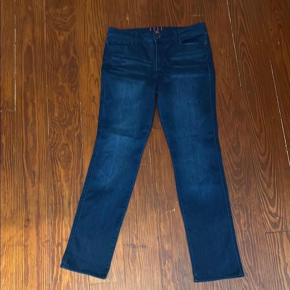 ELLE Paris straight leg jeans smaller size 14. Washed never worn deep blue long